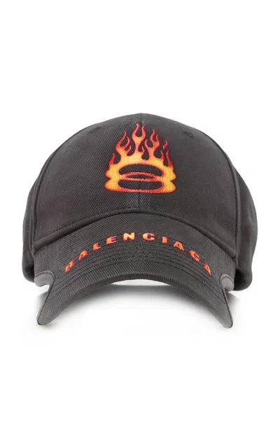 Balenciaga Holiday Cotton Baseball Cap In Black