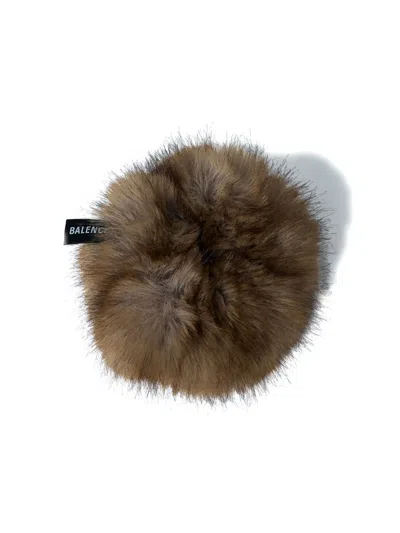 Balenciaga Holli Faux-fur Round Scrunchie In Brown