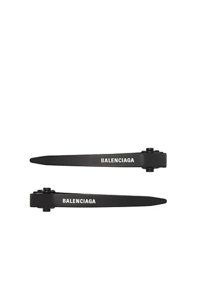 Balenciaga Holli Pro Hair Clip Set Of 2 In Matte Black & White