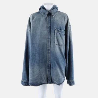 Pre-owned Balenciaga Hooded Denim Jacket 4 In Multi