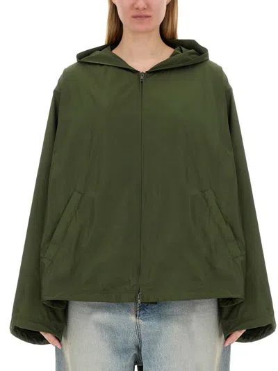 Balenciaga Hooded Jacket For Women In Green