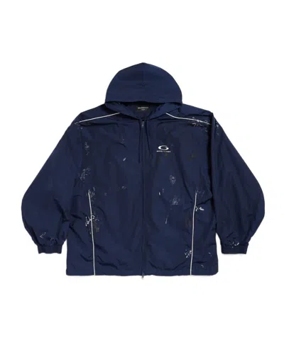Balenciaga Hooded Jacket In Navy Blue