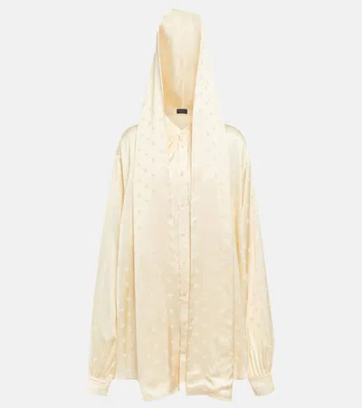 Balenciaga Hooded Jacquard Blouse In Ivory