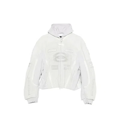 Balenciaga Hooded Leather Jacket In White