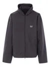 Balenciaga Hooded Logo-embroidered Jacket In Black