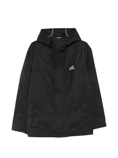 Balenciaga Hooded Logo-print Jacket In Multi