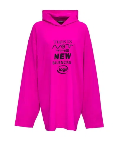 Balenciaga Hooded Long-sleeve T-shirt In Pink
