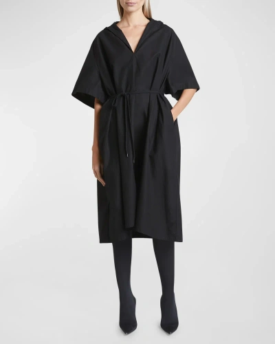Balenciaga Hooded Oversized Dress In 1000 Black