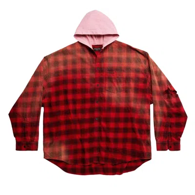 Pre-owned Balenciaga Hooded Shirt 'intense Red/black' | Men's Size 1