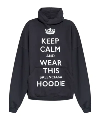 Balenciaga 'keep Calm' Hooded In Black