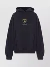 Balenciaga Black Hoodie With Fixed Hood And Logo Print On The Front In Cotton Man In Blue