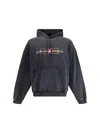 Balenciaga Hooded Sweatshirt Featuring Kangaroo Pocket In Black