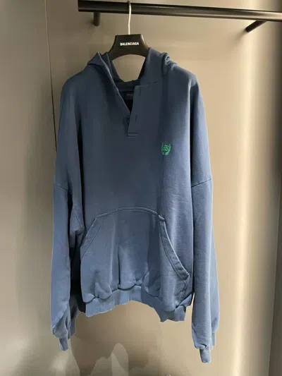 Balenciaga Hooded Sweatshirt In Blue