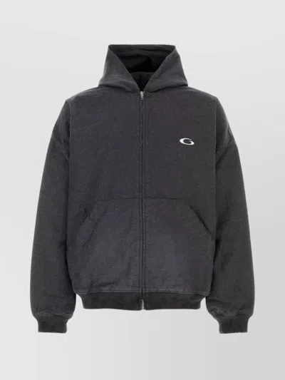 Balenciaga Hooded Sweatshirt Front Pockets In Gray