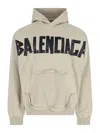 Balenciaga Ripped Pocket Tape Type Hoodie In Neutral