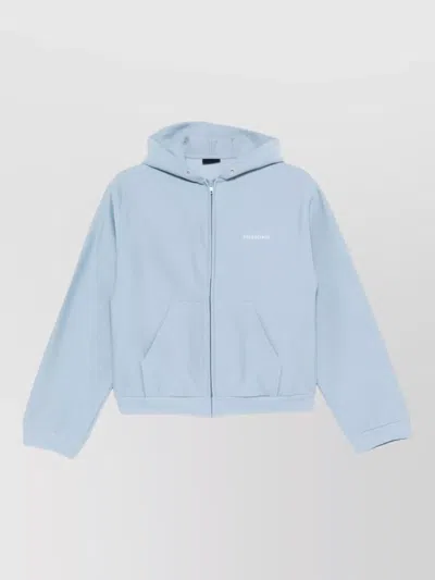 Balenciaga Hooded Top Long Sleeves Front Pockets In Blue