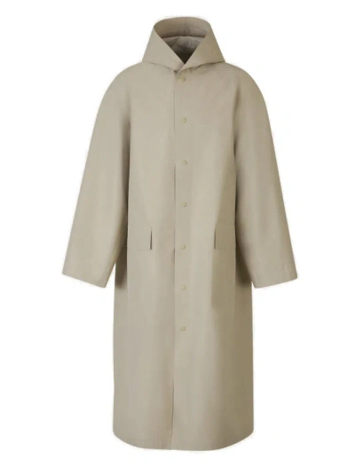 Balenciaga Hooded Trench Coat In Beige