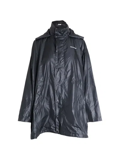 Pre-owned Balenciaga Hooded Windbreaker In Black