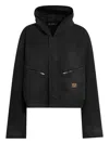 Balenciaga Cropped Jacket With Hood In Black In Black