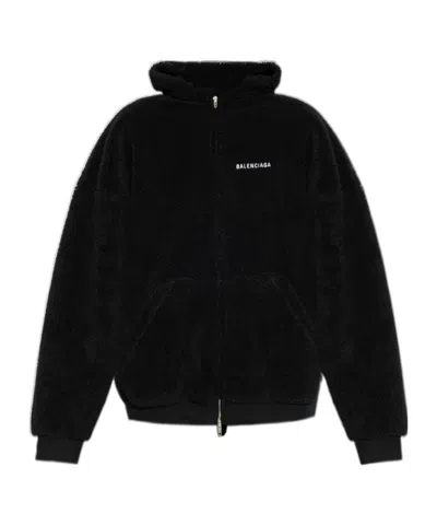 Balenciaga Hooded Zipper Hoodie In Black
