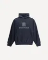 Balenciaga Black Hoodie With Fixed Hood And Logo Lettering On The Front In Cotton Man In Blue