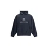 Balenciaga Black Hoodie With Fixed Hood And Logo Lettering On The Front In Cotton Man In Blue