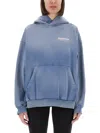 Balenciaga Logo Hooded Sweatshirt In Blue
