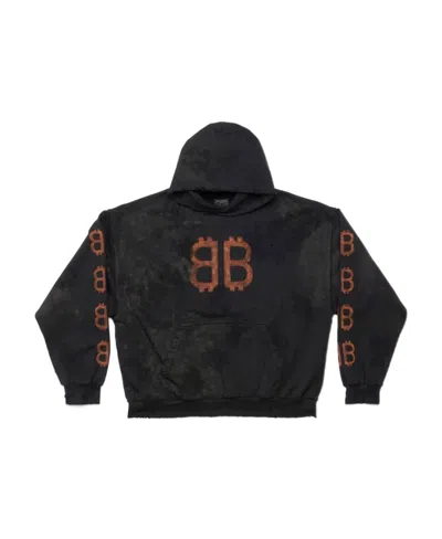 Balenciaga Hoodie Crypto Medium Fit In Nero Délavé
