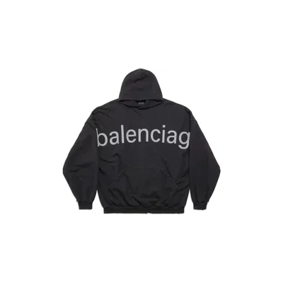 Pre-owned Balenciaga Hoodie Half Zip Up Monogram Logo 739024tovn98151 In Black