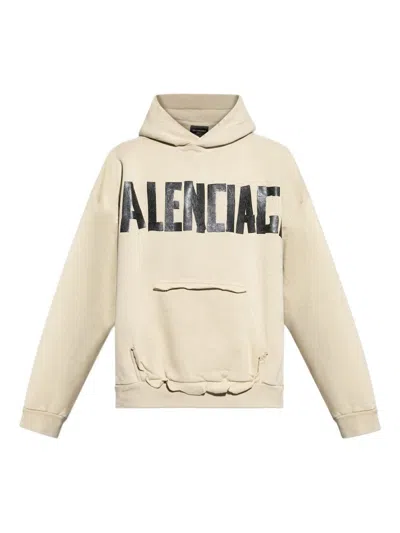Balenciaga Men Hoodie With Logo In White