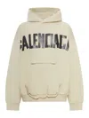Balenciaga Beige Hoodie With Fixed Hood And Logo Lettering On Front And Rear In Cotton Man