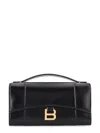 Balenciaga Hourglass Croc-effect Patent-leather Shoulder Bag In Black