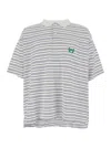 Balenciaga White Polo Shirt With Logo Embroidery On The Front And All-over Striped Motif In Cotton M