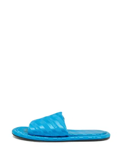 Pre-owned Balenciaga Hotel Logo Slides In Blue