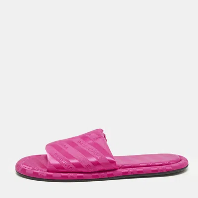 Pre-owned Balenciaga Hotel Size 39 Pink Fabric Flat Slides