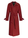Balenciaga Houndstooth-pattern Belted Coat In Red