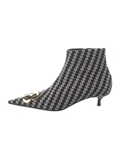 Pre-owned Balenciaga Houndstooth Print Mules In Black