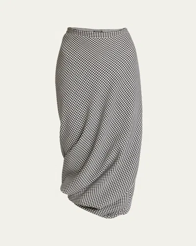 BALENCIAGA HOUNDSTOOTH TWISTED TAILORED WOOL SKIRT