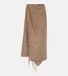 Balenciaga Houndstooth Wool-blend Wrap Skirt In Brown