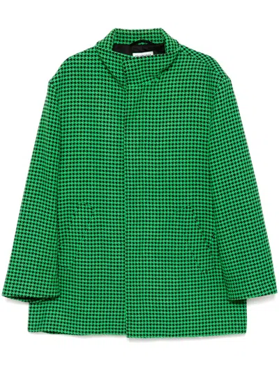 Pre-owned Balenciaga Houndstooth Wool Coat In Green