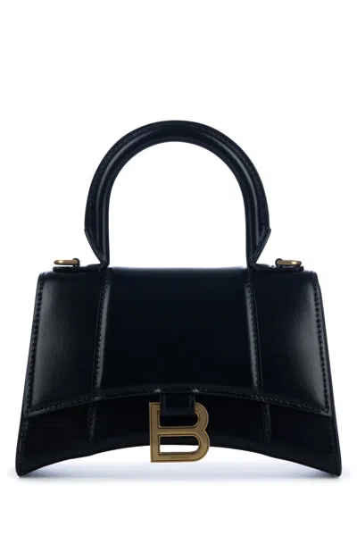 Balenciaga Hourglass Xs Top Handle Bag In Patent Leather In Black