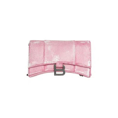 Pre-owned Balenciaga Hour Wallet With Chain 'denim Pink'