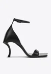 Balenciaga Squared Toe Huorg Leather Sandals 11cm In Black