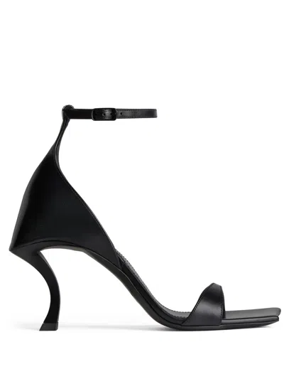 Balenciaga Black Calf Leather Sandals In Multi