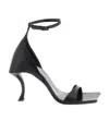 Balenciaga Squared Toe Huorg Leather Sandals 11cm In Black