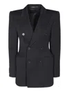 Balenciaga Hourglass Double-breasted Wool Blazer In Black