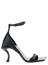 BALENCIAGA HOURGLASS BLACK SANDALS WITH CURVED HEEL IN LEATHER WOMAN