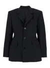 Balenciaga Hourglass Black Single-breasted Jacket With Notched Revers In Wool Woman In Black