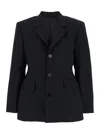 Balenciaga Hourglass Black Single-breasted Jacket With Notched Revers In Wool Woman In Black