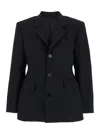 Balenciaga Hourglass Black Single-breasted Jacket With Notched Revers In Wool Woman In Multicolor